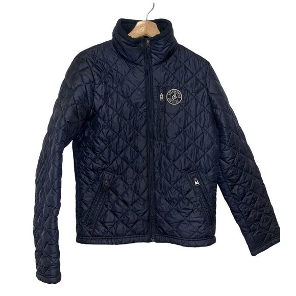 Abercrombie & Fitch Navy Quilted Jacket M Lightweight Full-Zip Puffer With Pocke - Picture 1 of 9